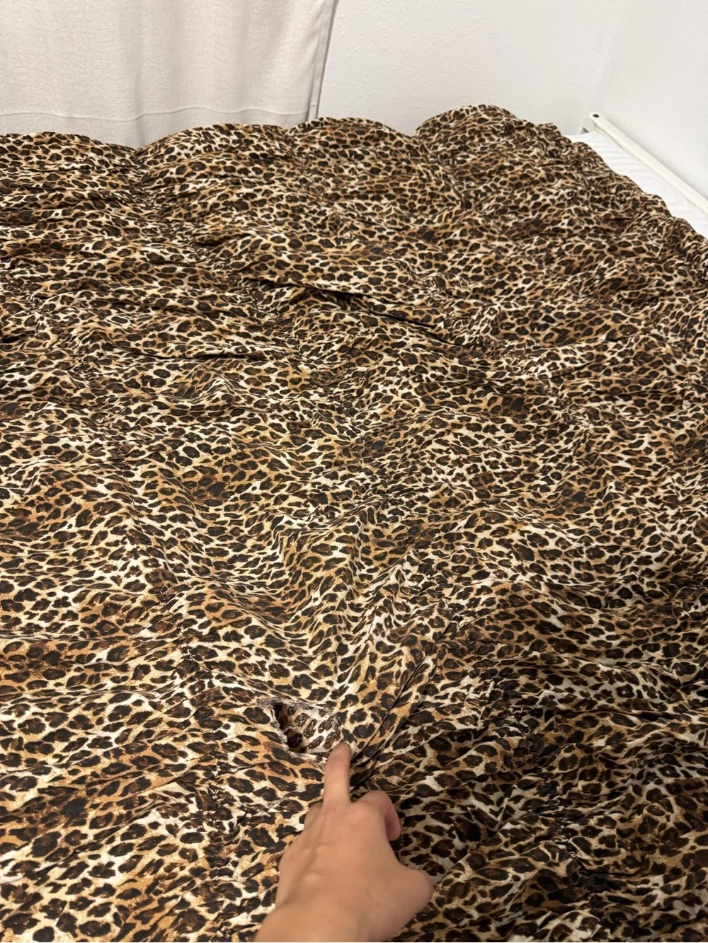 Cheetah print ruched queen duvet cover with pillow cases